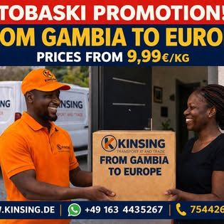 KINSING promotional image showing a customer receiving a cargo parcel